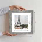 Hongkee 8x8 Picture Frames Set of 4, Made of Glass and Grey Wooden Frame - Display Picture 6x6 with Mat or 8 x 8 Without Mat, 8 by 8 Photo for Wall or Tabletop - Image 2