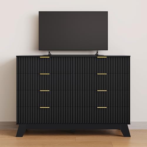 HUANLEGO 48" W Tall Fluted Dresser for Bedroom with 8 Drawer, Black - Image 6