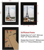 Hongkee 5x7 Picture Frame Set of 4, Made of Real Glass and Rustic Black Wooden Frame, 5 by 7 Photo for Wall or Tabletop - Display Picture 4x6 with Mat or 5x7 Without Mat - Image 2