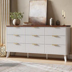 GarveeHome Fluted Dresser for Bedroom with 9 Deep Drawers, White by GarveeHome