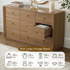 FORTUNETEC 55" Wide 9 Drawer Dresser for Bedroom, Walnut - Image 3