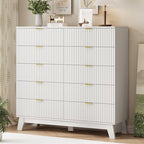 Xixini Fluted Dresser for Bedroom with 10 Drawers, 48" Wide Modern Chest of Drawers with Metal Handle, Wooden Dresser TV Stand, Wood Closet Clothes Storage Organizer for Living Room, Hallway, White - Image 4