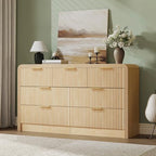 Decofy 55" W Fluted 7-Drawer Dresser for Bedroom, Natural Oak - Image 6