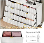 Wodeer 8 Drawer Fluted Dresser for Bedroom, Mid Century Modern Dresser with 8 Drawers, Dressers & Chests of Drawers with Metal Handle, TV Stand & Storage Organizer for Entryway, Hallway, White - Image 4