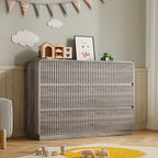 BORNOON Dresser for Bedroom with 6 Drawers, Fluted Chest of Drawers with Round Curved Corner, Hidden Handles, Modern Wood Storage Organizer for Bedroom, Nursery, Living Room by BORNOON
