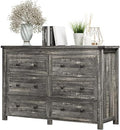 Xixini 47.2" Wide 6-Drawer Farmhouse Dresser for Bedroom, Dark Brown by Xixini