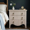 FUSUNBAO Fluted Nightstand with Charging Station & 3 Drawers,Nature Oak by FUSUNBAO