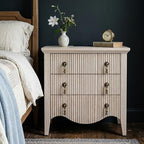FUSUNBAO Fluted Nightstand with Charging Station & 3 Drawers,Nature Oak by FUSUNBAO