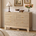 GarveeHome 47.2" Wide Fluted 6 Drawers Dresser, Oak by GarveeHome