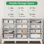Xixini Fluted Dresser for Bedroom with 12 Drawers, 57" Wide Modern Chest of Drawers with Metal Handle, Wooden Dresser TV Stand, Wood Closet Clothes Storage Organizer for Living Room, Hallway, White - Image 3