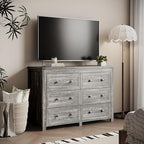 Xixini 47.2" Wide 6-Drawer Farmhouse Dresser for Bedroom, Dark Brown - Image 6