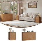 7 Drawer Dresser & 2-Drawer Nightstand Set 3-Piece, Natural Wood丨55 Wide Bedroom Set Night Stand Set of 2 with Metal Handle, Fluted Wood Chest of Drawers Storage Dressers Set for Bedroom - Image 2