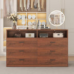 Bigbiglife 6 Drawers Dresser for Bedroom Wooden Drawer with Open Storage Cubby, Double Wide Dresser Organizer for Bedroom, Living Room, Entryway, Hallway (Walnut Brown) - Image 4