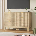 Garvee 6 Drawer Dresser for Bedroom, 47" Wide Fluted Chest of Drawers, Oak - Image 7