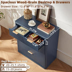 LEYAOYAO Fluted 5 Drawers Dresser for Bedroom, 34" Tall Modern Chest of Drawers with Metal Handle, Curved Profile Design,Navy Blue Wood Drawer Organizer for Bedroom, Living Room, Hallway, Entryway - Image 5