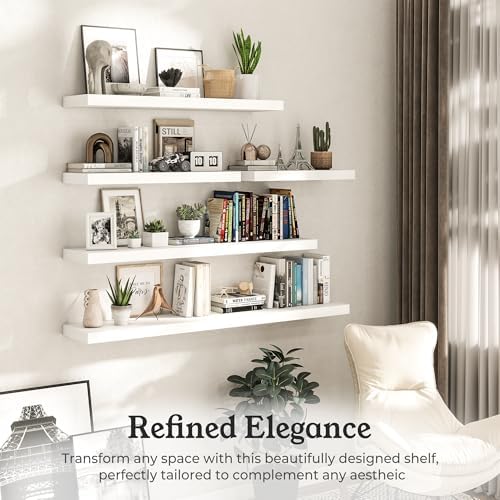 16" White Floating Shelves 12inch Deep Wall Shelf, Set of 2 - Image 5