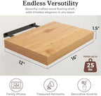 16" Natural Oak Color Floating Shelves 12inch Deep Shelf, Set of 2 - Image 2