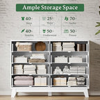 Xixini Fluted Dresser with 8 Drawers, 54" Wide Modern Chest of Drawers with Metal Handle, Wooden Dresser TV Stand, Wood Closet Clothes Storage Organizer for Bedroom, Living Room, Hallway, Solid White - Image 4