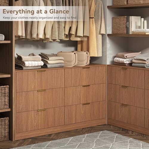 6 Drawer Dresser for Bedroom, 55" Wide Fluted Chest of Drawers - Image 3