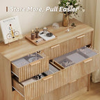 LYNCOHOME Fluted Tall Dresser for Bedroom, 9 Drawer Chest of Drawers, Oak - Image 3