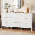 Fluted 9 Drawer Dresser, 60" Wide High Gloss Dresser for Bedroom by UANRBOA