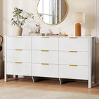 Fluted 9 Drawer Dresser, 60" Wide High Gloss Dresser for Bedroom by UANRBOA