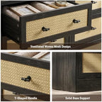 9 Drawers Dresser for Bedroom, 63" Wide Rattan Dressers w/Charging Station - Image 4