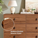 Chrangmay Modern Chest of Drawers with 9 Drawers,Deep Drawers,Clothes Organizer,Large Storage Cabinet for Living Room, Bedroom,Hallway,with Anti-Tipping Device, Caramel - Image 4