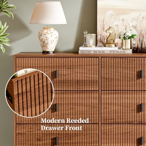 Chrangmay Modern Chest of Drawers with 9 Drawers,Deep Drawers,Clothes Organizer,Large Storage Cabinet for Living Room, Bedroom,Hallway,with Anti-Tipping Device, Caramel - Image 4
