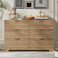 MALOL Coastline Fluted 6 Drawers Dresser for Bedroom, 48" Wide Modern Chest of TV Stand Organizers with Metal Handle, Storage Wooden Dresser Drawer for Living Room, Hallway, Closet, Walnut Wood by MALOL