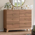 Wodeer 8 Drawer Fluted Dresser for Bedroom, Mid Century Modern Wooden Dresser with 8 Drawers, Dressers & Chests of Drawers with Metal Handle, TV Stand & Storage Organizer for Entryway, Hallway, Walnut by WODEER