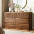 LYNSOM Walnut Fluted 6 Drawer Dresser for Bedroom, Curved Edge, 50" Wide by LYNSOM