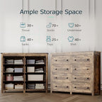 Xixini 47.2" Wide 8-Drawer Farmhouse Dresser for Bedroom, Brown - Image 4