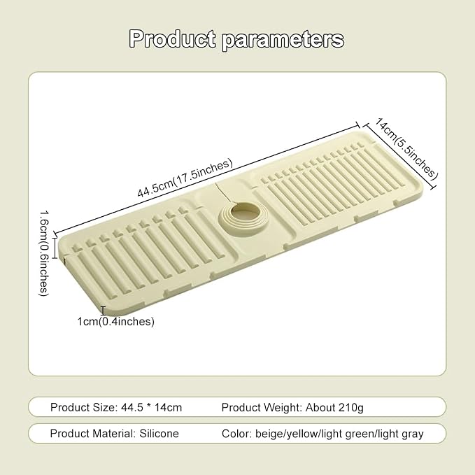 Faucet Mat for Kitchen Sink, 2024 Upgrade Faucet Guard Draining Mat Silicone - Image 2