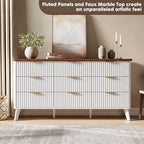 GarveeHome Fluted Dresser for Bedroom with 9 Deep Drawers, White - Image 4