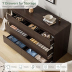 Jocoevol Modern Brown 7 Drawer Dresser for Bedroom, Simply Chest of Drawers, Wood Storage Dresser with Deep Drawers for Living Room Hallway Entryway, Brown - Image 4
