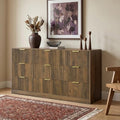Walnut 9 Drawer Dresser for Bedroom, 63" Wide Modern Fluted Chest of Drawers, Wooden Dresser with Gold Metal Handles, Mid Century Large Dresser TV Stand for Living Room Hallway by RESOM