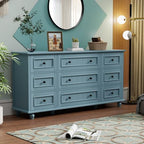 Scurrty Blue 9 Drawer Dresser, Large Chest of Drawers for Closet Storage by Scurrty