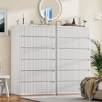 Standifurno White 56" Tall Dresser for Bedroom, Fluted Vertical Dresser with 6 Deep Drawers, Modern Chest of Drawers with Curved Profile, Wooden Drawer Organizer for Living Room, Hallway, Closet - Image 4