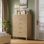 Wood Tall 5 Drawers Dresser, 27.6" W Fluted Modern Dressers for Bedroom - Image 6