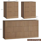 9 Drawer Dresser & 3-Drawer Nightstand Set 3-Piece, Natural Wood丨63 Long Dresser Set Night Stand Set of 2 with Metal Handle, Modern Wood Chest of Drawers Storage Dressers Set for Bedroom - Image 2