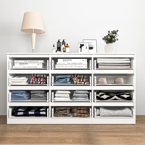 VERYKE White 12 Drawer Dresser for Bedroom,Chest of Drawers with No-Handle Design for Closet,Modern Wood Dresser Bedroom Storage Furniture - Image 2