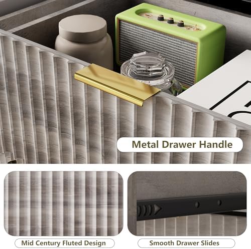 HUANLEGO 48" W Tall Fluted Dresser for Bedroom with 8 Drawer, Grey - Image 6