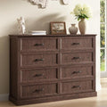 Farmhouse 8 Drawer Dresser for Bedroom, 55" Brown Dresser with TV Stand by CARPETNAL