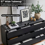 Standifurno Dresser for Bedroom, Modern Cuved Dresser with 9 Drawers,Black Dresser with Handleless Design, Closet Storage Dresser, 15.43" D x 57" W x 28.3" H (9 Drawers) - Image 5