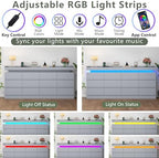 Gyfimoie 12 Drawer Dresser with Power Outlet, Modern Dresser with LED Light - Image 5