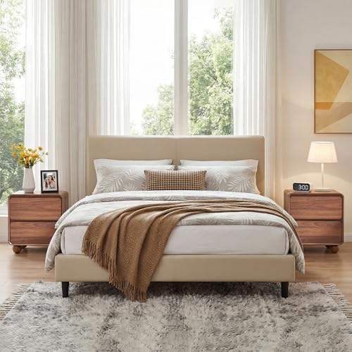 AVZEAR Set of 2 Modern 2 Drawer Dresser, 2 Drawer Nightstand Small Wooden Dresser Chest of Drawers, Handle Free & Curved Profile Design Sofa End Table for Living Room, Nursery, Walnut - Image 6