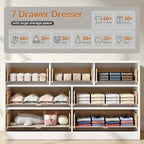 White Dresser with 7 Drawer 55" Wide Fluted Dresser for Bedroom丨Modern Chest of Drawer with Metal Handles, Wood TV Stand for Bedroom, Living Room, Entryway, Hallway, White - Image 5