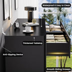 Standifurno Black 8 Drawers Dresser for Bedroom, 48" Wide Wooden Tall Chest of Drawers with Curved Modern Profile Design, Fluted Dresser TV Stand, Wood Closet Clothes Storage Drawer Organizer - Image 6