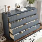 8 Drawer Dresser for Bedroom, Modern Fluted Double Dresser, 55" Wide Chest of Dressers, Mid Century Wooden Beside Table for Closet, Living Room and Entryway, Blue - Image 3